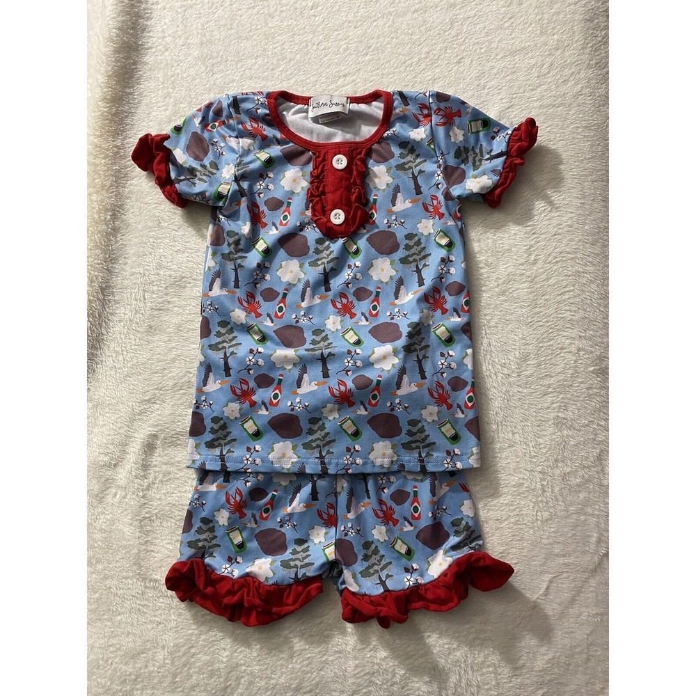 Louisiana "Cajun" Themed Toddler girls Pajama Set. Size 2T Boutique‎